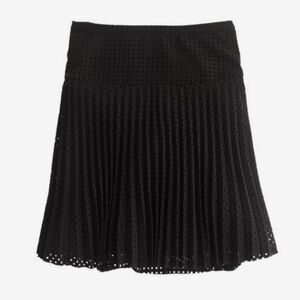 J.Crew‎ Black Laser-Cut Pleated Skirt